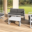 Compamia Mykonos Patio Loveseat in Silver finish with Charcoal Cushions