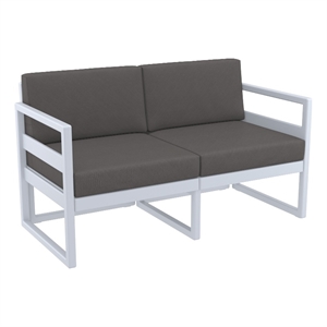 Compamia Mykonos Patio Loveseat in Silver finish with Charcoal Cushions