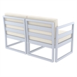 Compamia Mykonos Patio Loveseat in Silver finish with Natural Cushions