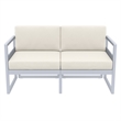 Compamia Mykonos Patio Loveseat in Silver finish with Natural Cushions