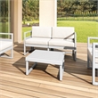 Compamia Mykonos Patio Loveseat in Silver finish with Natural Cushions