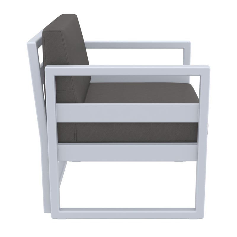 Mykonos 3 piece Club Seating Set in Silver finish with Charcoal Cushions
