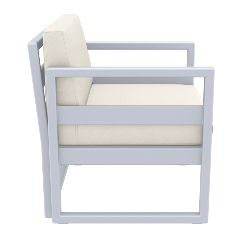 Compamia Mykonos 3 piece Club Seating Set in Silver finish with Natural Cushions