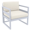 Compamia Mykonos 3 piece Club Seating Set in Silver finish with Natural Cushions