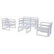 Compamia Mykonos 4 Person Lounge Set in Silver finish with Charcoal Cushions