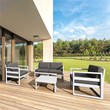 Compamia Mykonos 4 Person Lounge Set in Silver finish with Charcoal Cushions