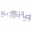 Compamia Mykonos 5 Person Lounge Set in Silver finish with Charcoal Cushions