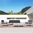 Compamia Mykonos 5 Person Lounge Set in Silver finish with Charcoal Cushions