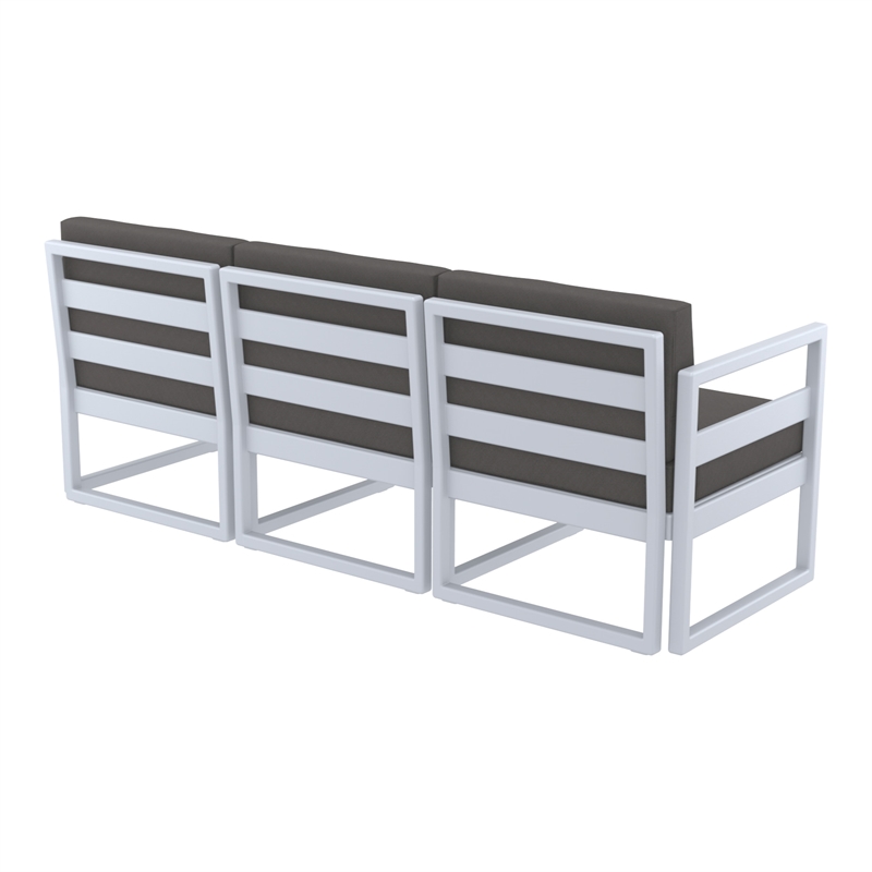 Compamia Mykonos Patio Sofa in Silver finish with Charcoal Cushions