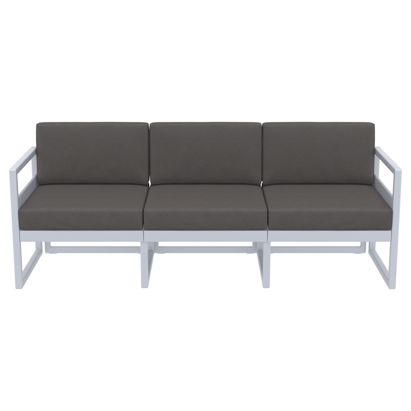 Compamia Mykonos Patio Sofa in Silver finish with Charcoal Cushions