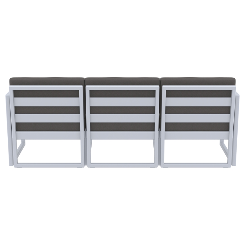 Compamia Mykonos Patio Sofa in Silver finish with Charcoal Cushions