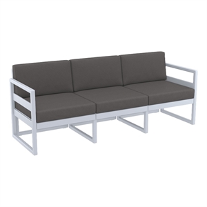 Compamia Mykonos Patio Sofa in Silver finish with Charcoal Cushions