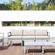Compamia Mykonos Patio Sofa in Silver finish with Natural Cushions