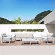 Compamia Mykonos Patio Sofa in Silver finish with Natural Cushions