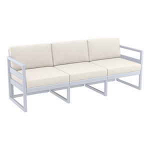 Compamia Mykonos Patio Sofa in Silver finish with Natural Cushions