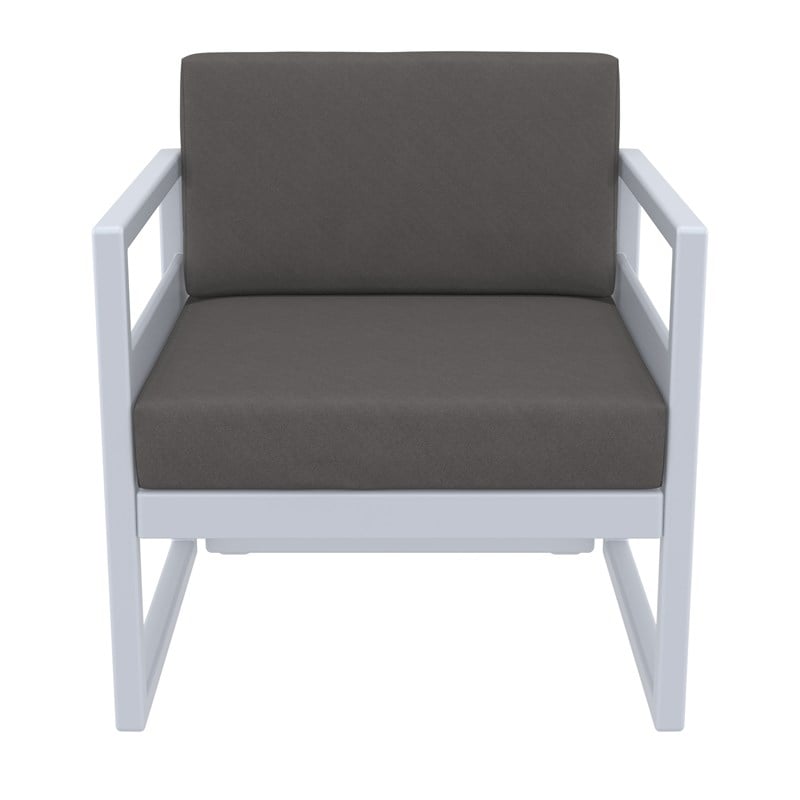 Compamia Mykonos Patio Club Chair in Silver finish with Charcoal Cushions