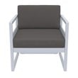Compamia Mykonos Patio Club Chair in Silver finish with Charcoal Cushions