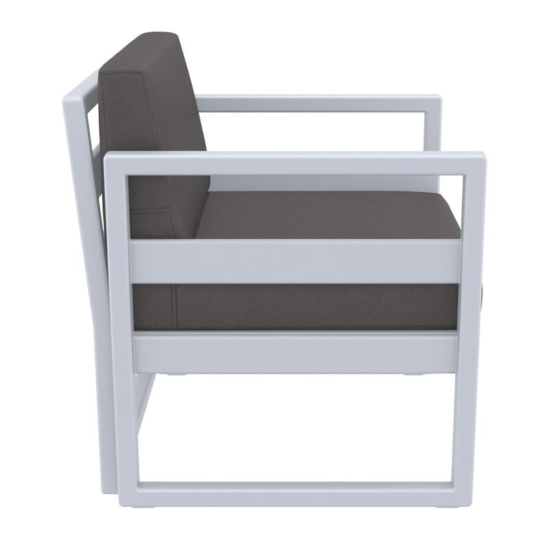 Compamia Mykonos Patio Club Chair in Silver finish with Charcoal Cushions