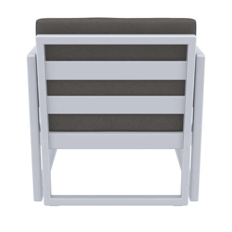 Compamia Mykonos Patio Club Chair in Silver finish with Charcoal Cushions