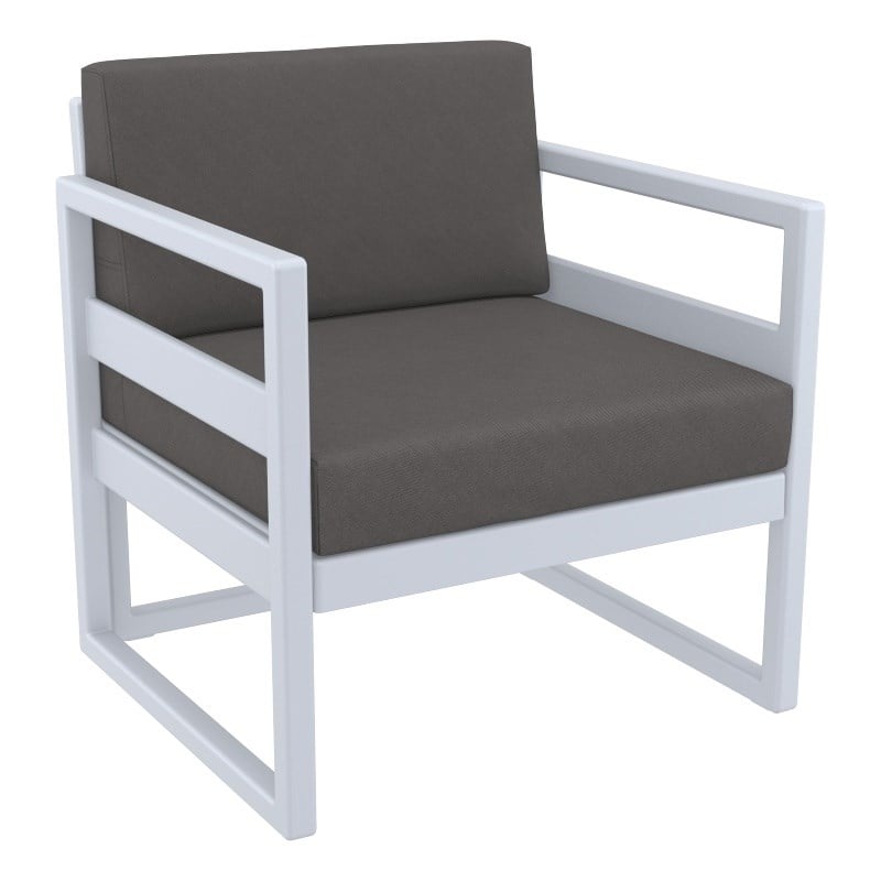 Compamia Mykonos Patio Club Chair in Silver finish with Charcoal Cushions