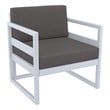 Compamia Mykonos Patio Club Chair in Silver finish with Charcoal Cushions