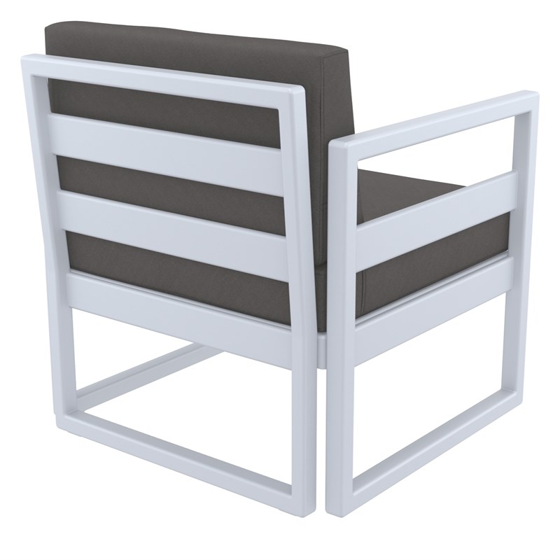 Compamia Mykonos Patio Club Chair in Silver finish with Charcoal Cushions