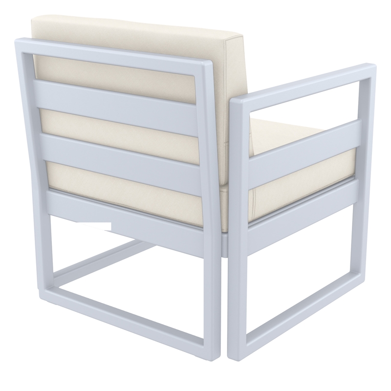 Compamia Mykonos Patio Club Chair in Silver finish with Natural Cushions