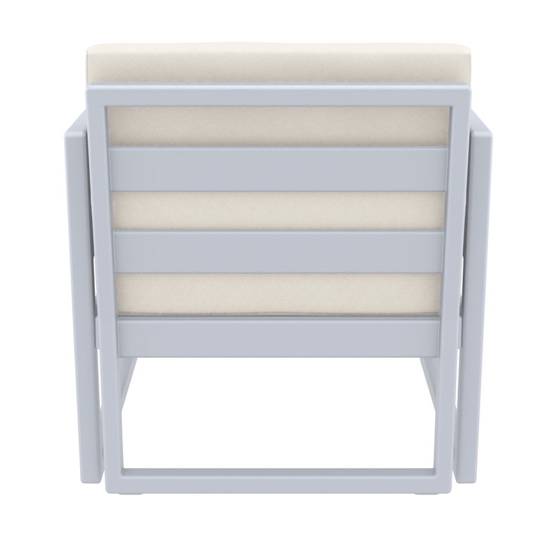 Compamia Mykonos Patio Club Chair in Silver finish with Natural Cushions