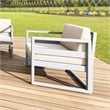 Compamia Mykonos Patio Club Chair in Silver finish with Natural Cushions