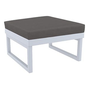 Compamia Mykonos Ottoman in Silver finish with Charcoal Cushion