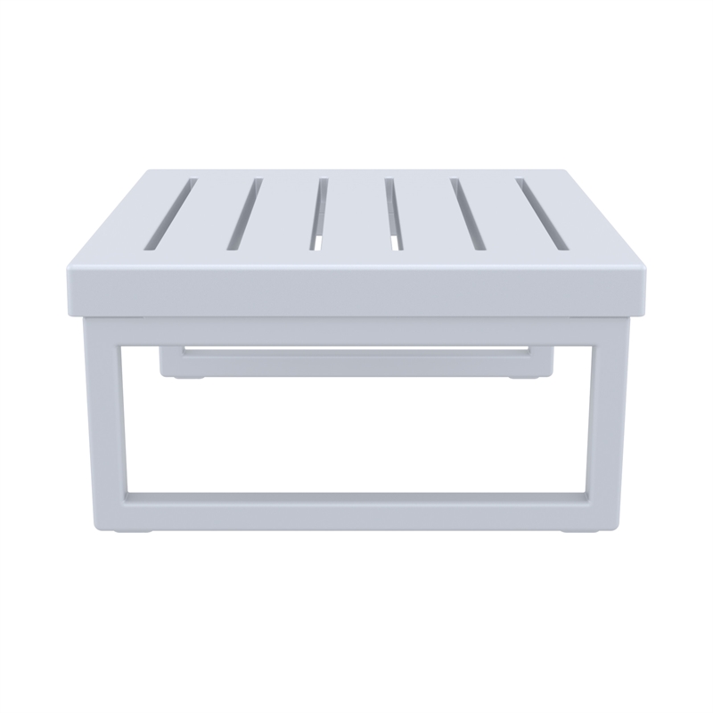 Compamia Mykonos Ottoman in Silver finish with Natural Cushion