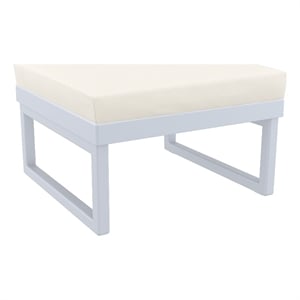 Compamia Mykonos Ottoman in Silver finish with Natural Cushion