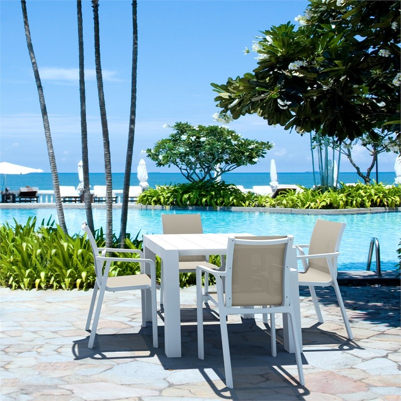 Compamia Pacific 5 Piece Dining set with Extension Table and Sling Arm Chairs
