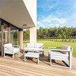 Compamia Mykonos 5 Person Lounge Set in Silver finish with Natural Cushions
