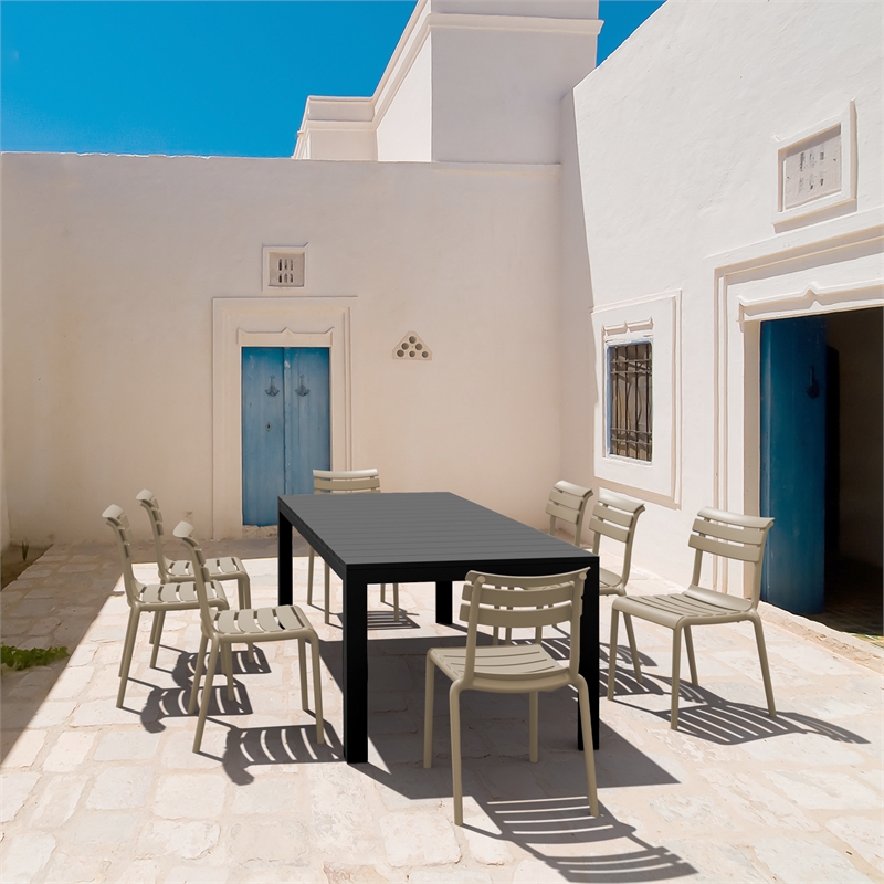 The Helen 9 Piece Extendable Dining Set in Black-Taupe