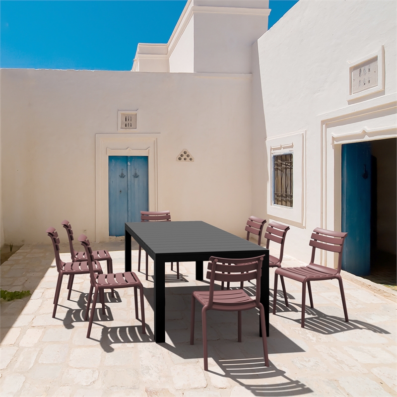 Compamia Helen 9 Piece Extendable Dining Set in Black-Marsala