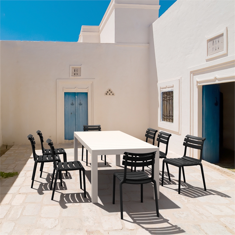 Compamia Helen 9 Piece Extendable Dining Set  White-Black