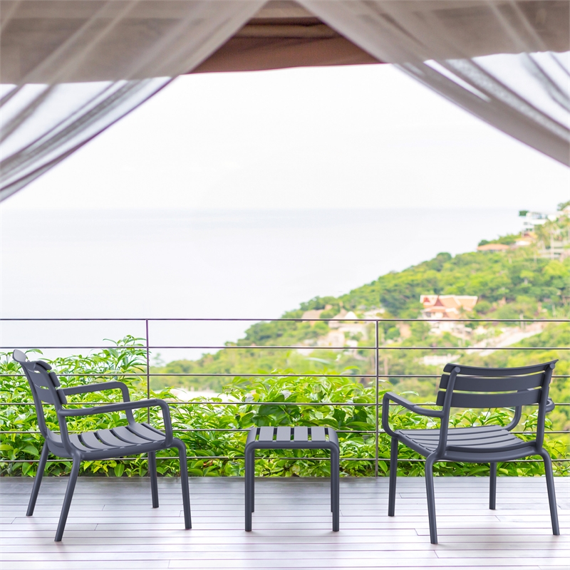 Compamia Paris Outdoor Club Lounge Chair in Dark Gray finish