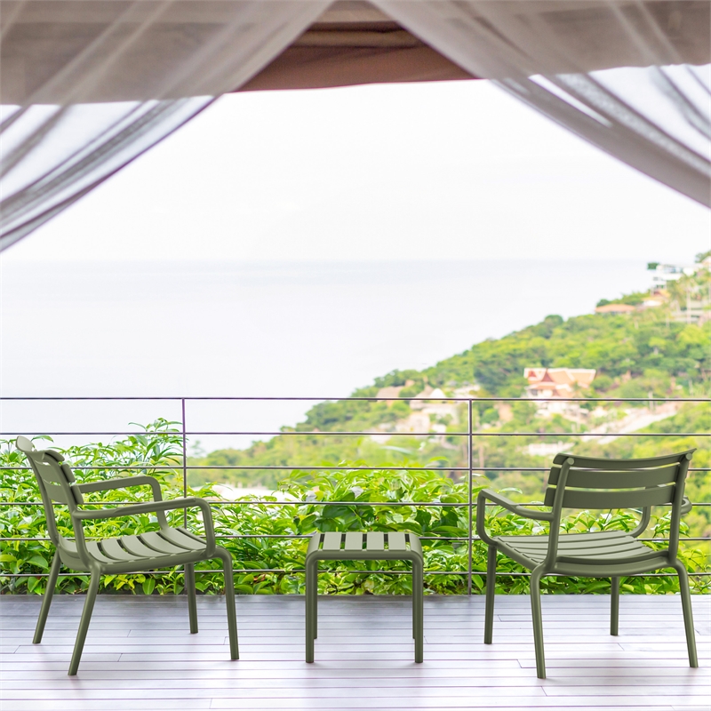 Compamia Paris Outdoor Club Lounge Chair in Olive Green finish