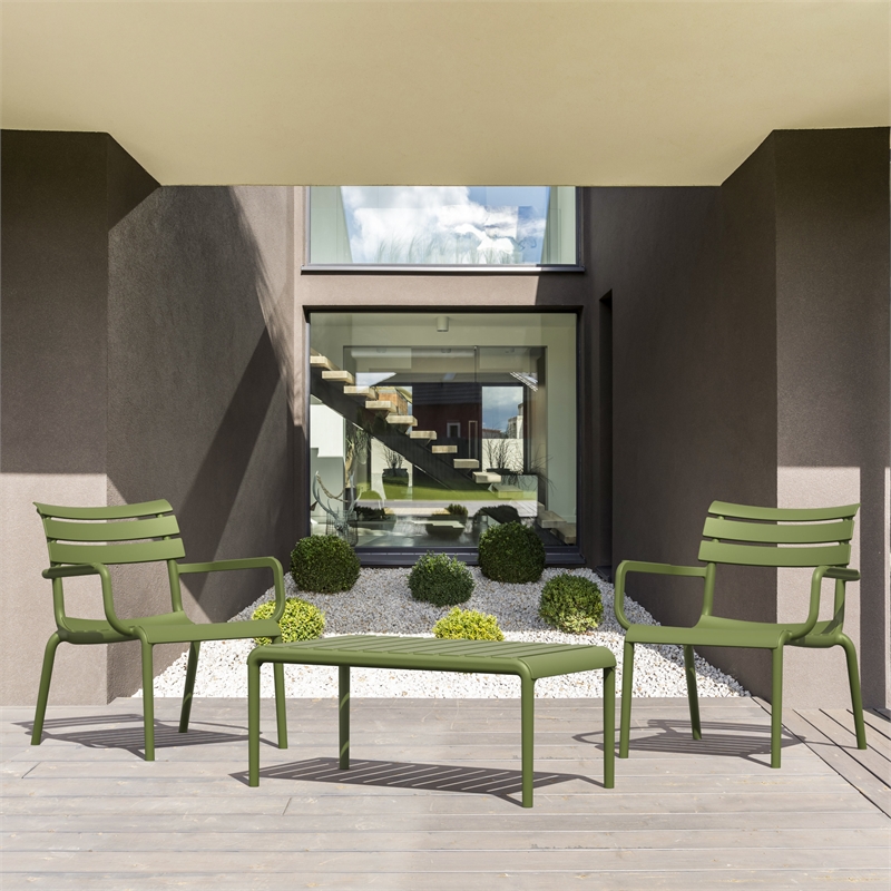 Compamia Paris Outdoor Club Lounge Chair in Olive Green finish