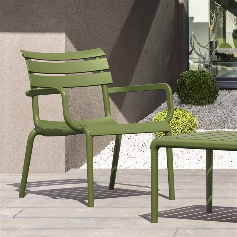 Compamia Paris Outdoor Club Lounge Chair in Olive Green finish