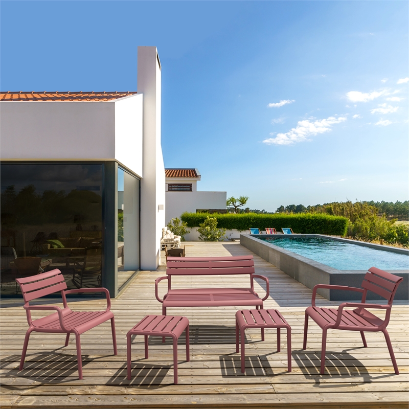 Compamia Paris Outdoor Bench in Marsala finish