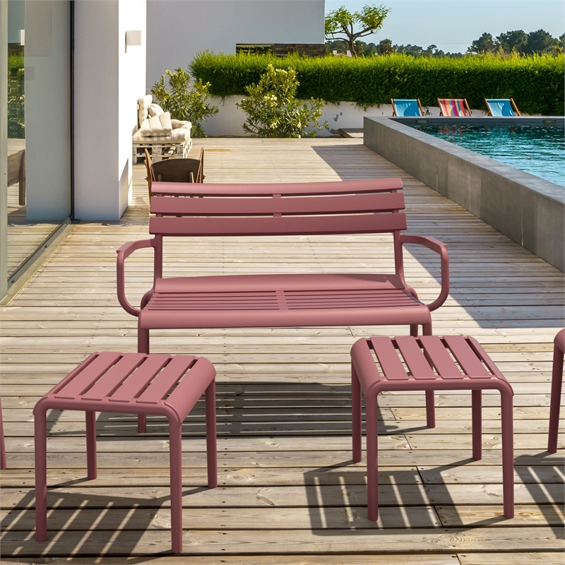 Compamia Paris Outdoor Bench in Marsala finish