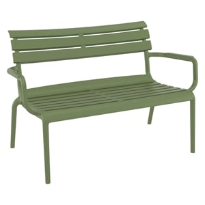 Compamia Paris Outdoor Bench in Olive Green finish