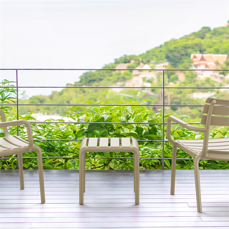 Compamia Paris Outdoor Side Table in Taupe finish