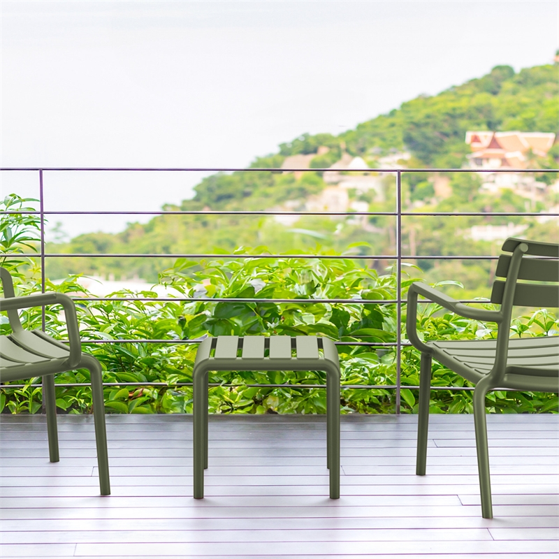 Compamia Paris Outdoor Side Table in Olive Green finish
