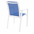 Compamia Pacific Sling Arm Chair in White Frame Blue Sling