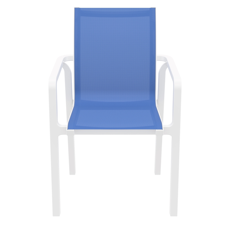 Compamia Pacific Sling Arm Chair in White Frame Blue Sling