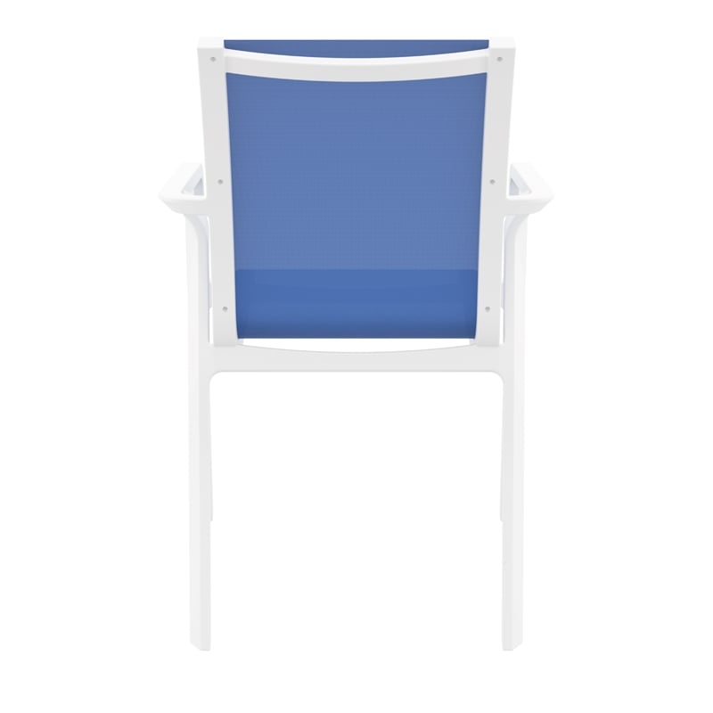 Compamia Pacific Sling Arm Chair in White Frame Blue Sling