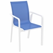 Compamia Pacific Sling Arm Chair in White Frame Blue Sling